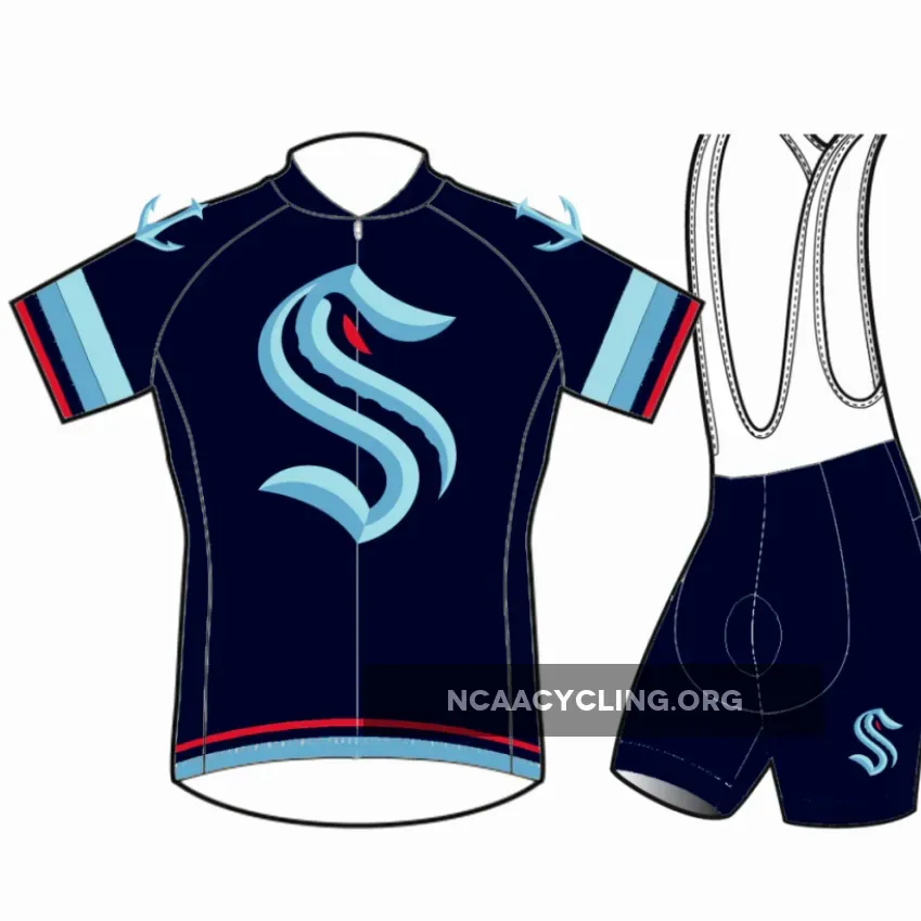 Seattle Kraken Cycling Jersey + Deluxe Shorts + Bib | Official NHL Cycling Gear for Men