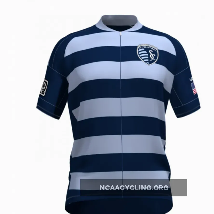 Sporting Kansas City Official MLS Cycling Jersey Blue and White Stripes