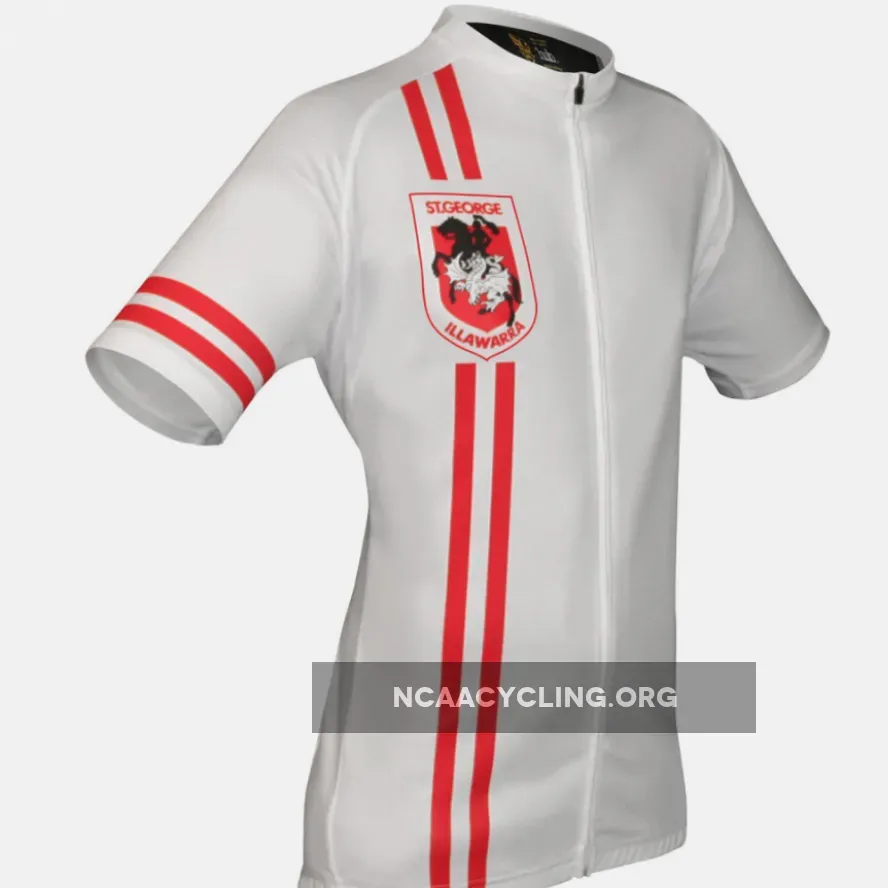 St. George Illawarra Dragons Official Cycling Jersey White Red Short Sleeve