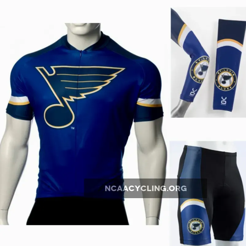 St Louis Blues Cycling Jersey Bib Shorts Arm Warmers Set - NHL MLB Design