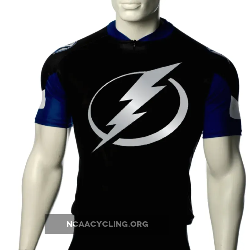 Tampa Bay Lightning Cycling Jersey Official NHL Pro Team Black Blue Silver