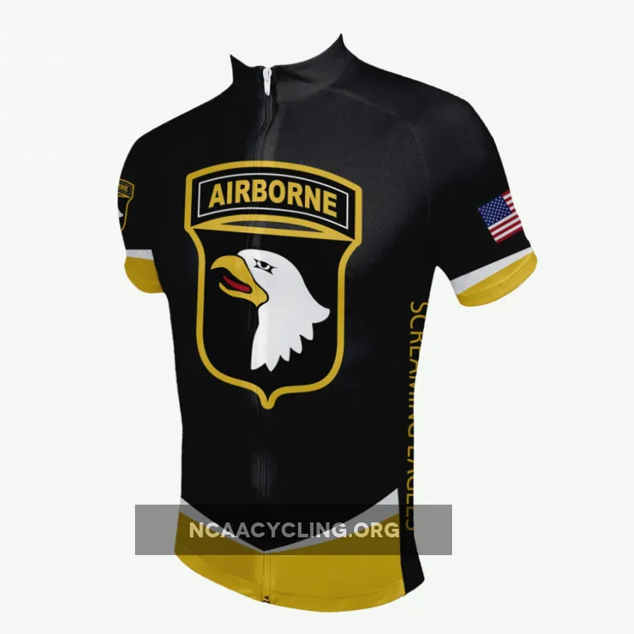 US Army 101st Airborne Cycling Jersey Black Gold American Eagle Military Apparel