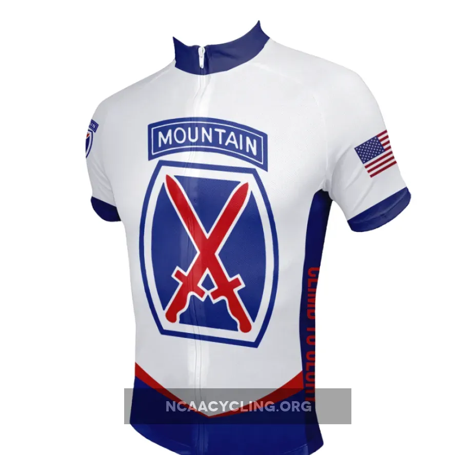 US Army 10th Mountain Division White/Blue Cycling Jersey Mountain Division Cycling Apparels.