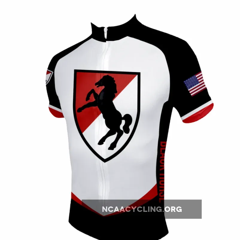 US Army 11th Armored Cavalry Regiment Cycling Jersey - Black Horse Pattern.