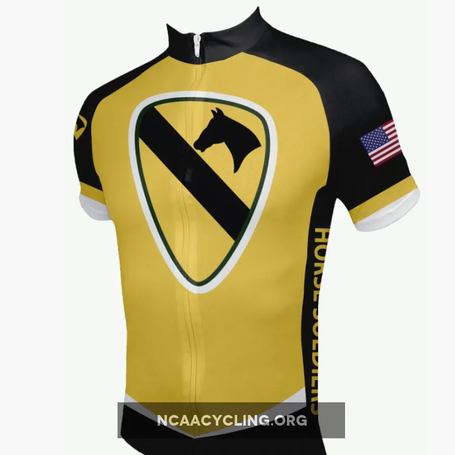 .US Army 1st Cavalry Division Adult Cycling Jersey Yellow Black Gold