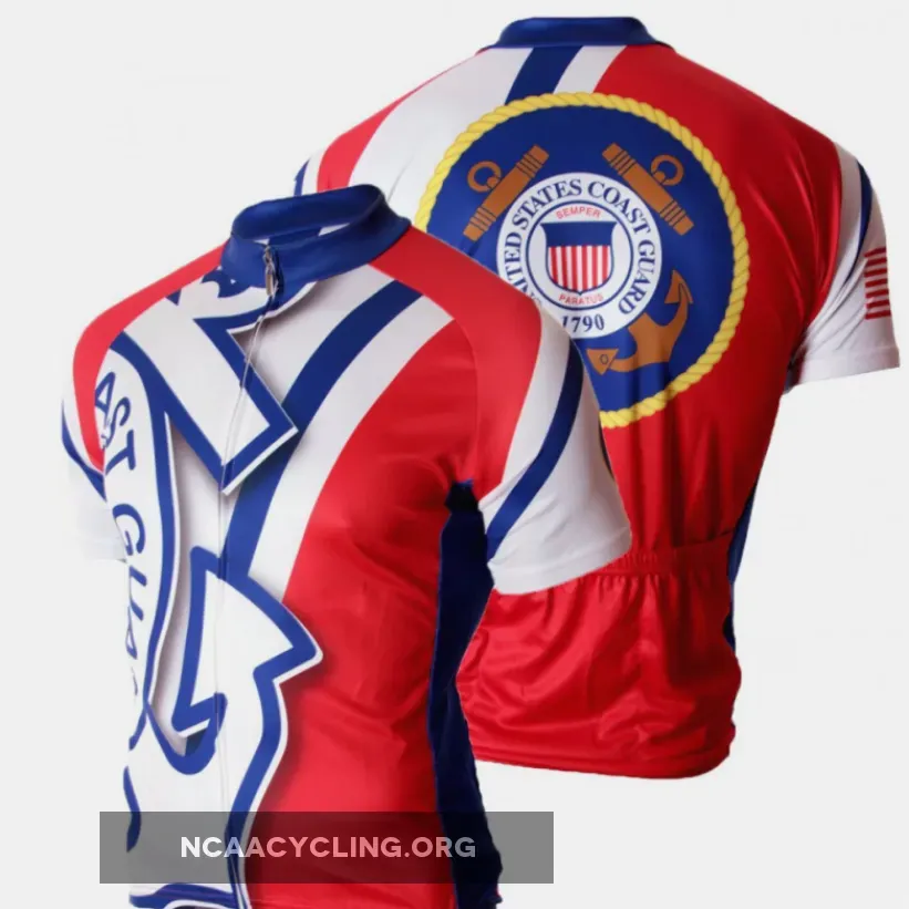 US Coast Guard Short Sleeve Cycling Jerseys for Men Red/White/Blue