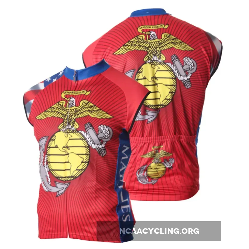 USMC Cycling Jersey - Semper Fi Red/Blue/Yellow Sleeveless