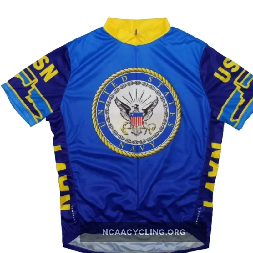 USN Navy Cycling Jersey Blue/Yellow/White Sublimated Graphics Authentic Design